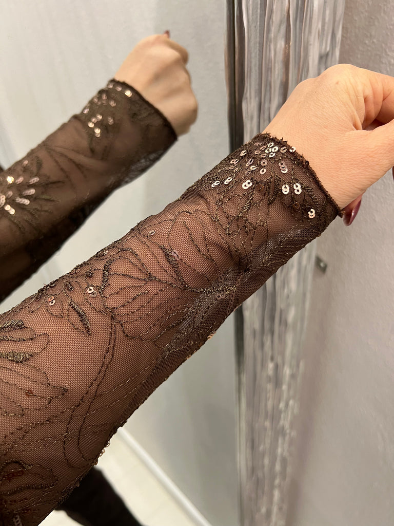 Susy Mix•Maglia scollo barca ricami paillettes•Più colori