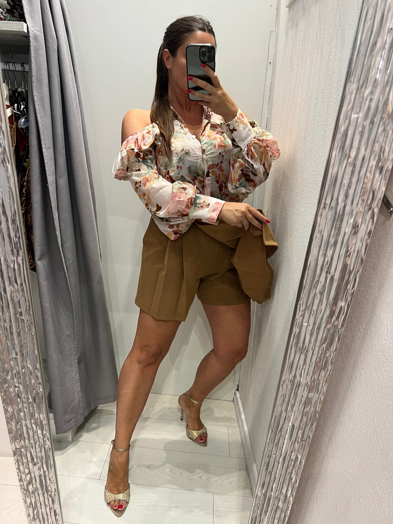 🚨ViCOLO•Camicia spalle scoperte fantasia floreale