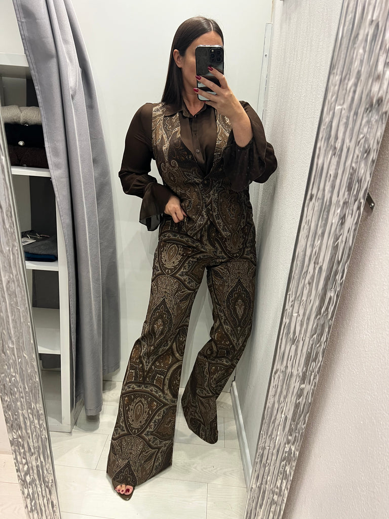 LUMINA•Pantalone jeans flare stampa cashmere
