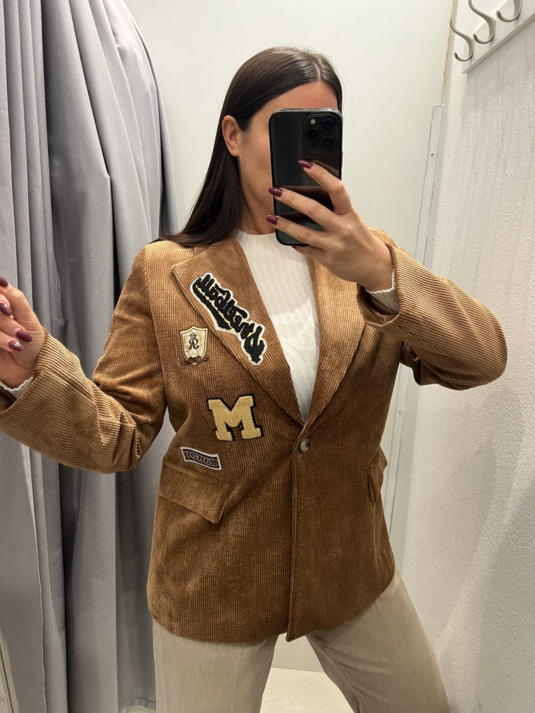 ViCOLO•Giacca velluto cammello patch