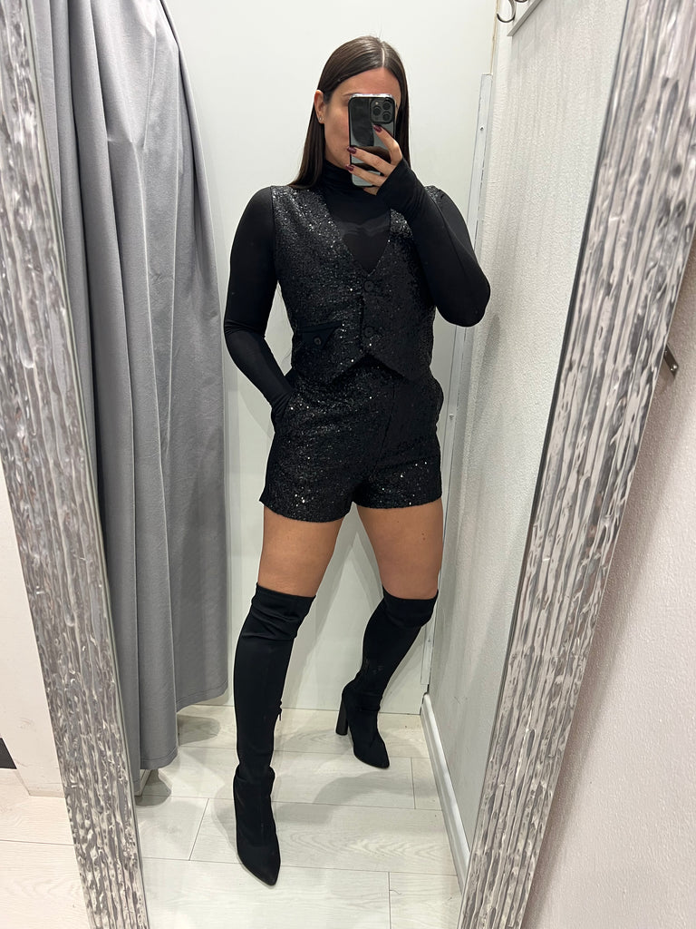 IMPERIAL•Gilet paillettes retro tessuto