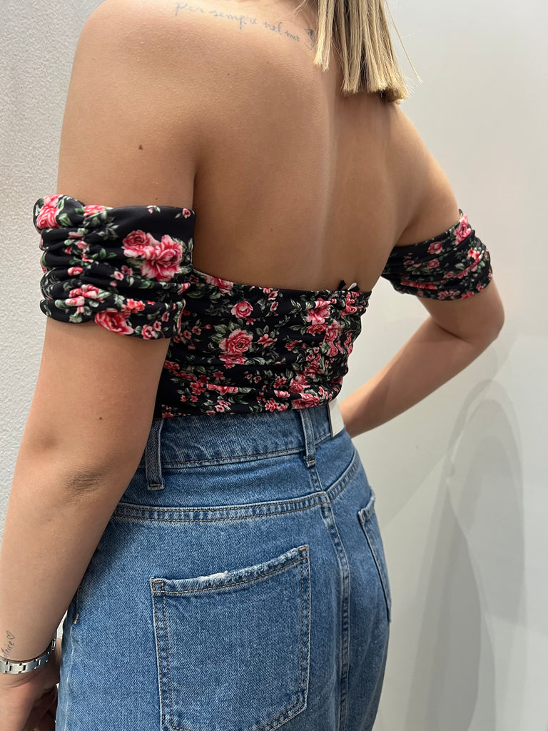 MSS💥ViCOLO•Body fiorellini base nera