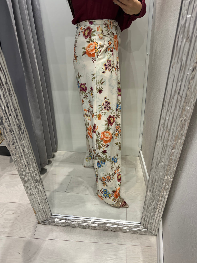 IMPERIAL•Pantalone palazzo floreale cinturino