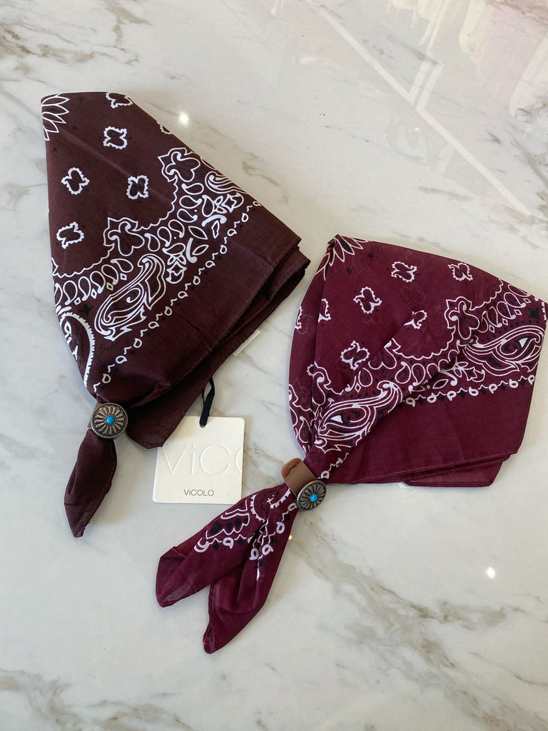 🚨ViCOLO•Bandana con fermaglio cuoio e pietra turchese•Più colori
