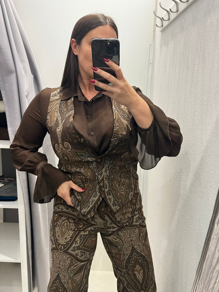 LUMINA•Gilet con bottoni stampa cashmere