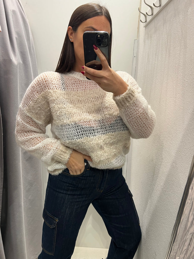 🚨KONTATTO•Maglione fasce effetto traforato•Più colori