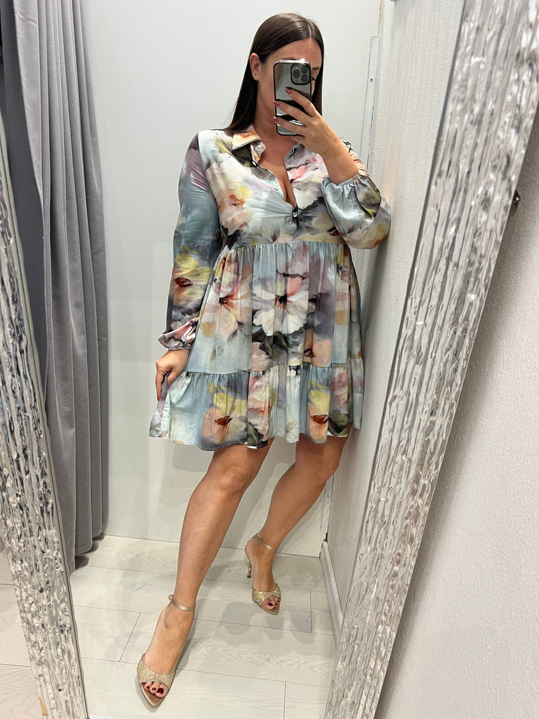MSS💥KONTATTO•Abitino floreale base azzurra