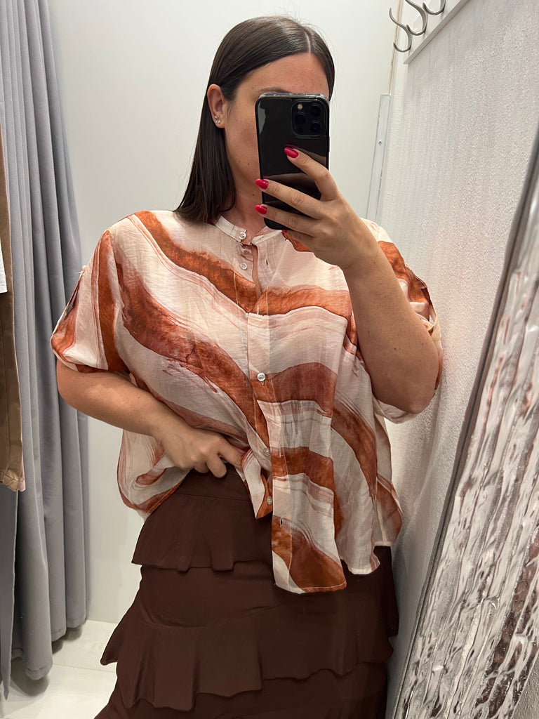 🚨HaveOne•Camicia coreana stampa onde ruggine