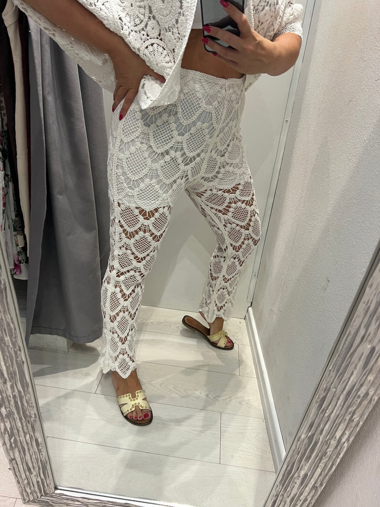 MSS💥HaveOne•Pantalone crochet bianco