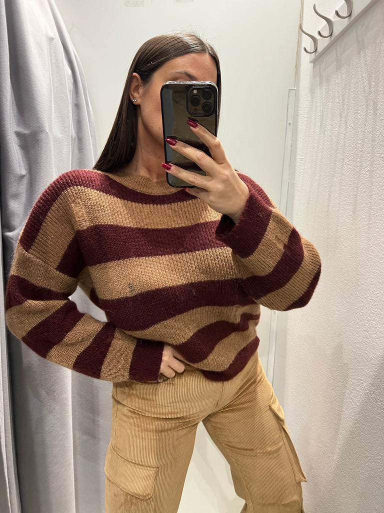 🚨KONTATTO•Maglione fasce con rotture•Più colori