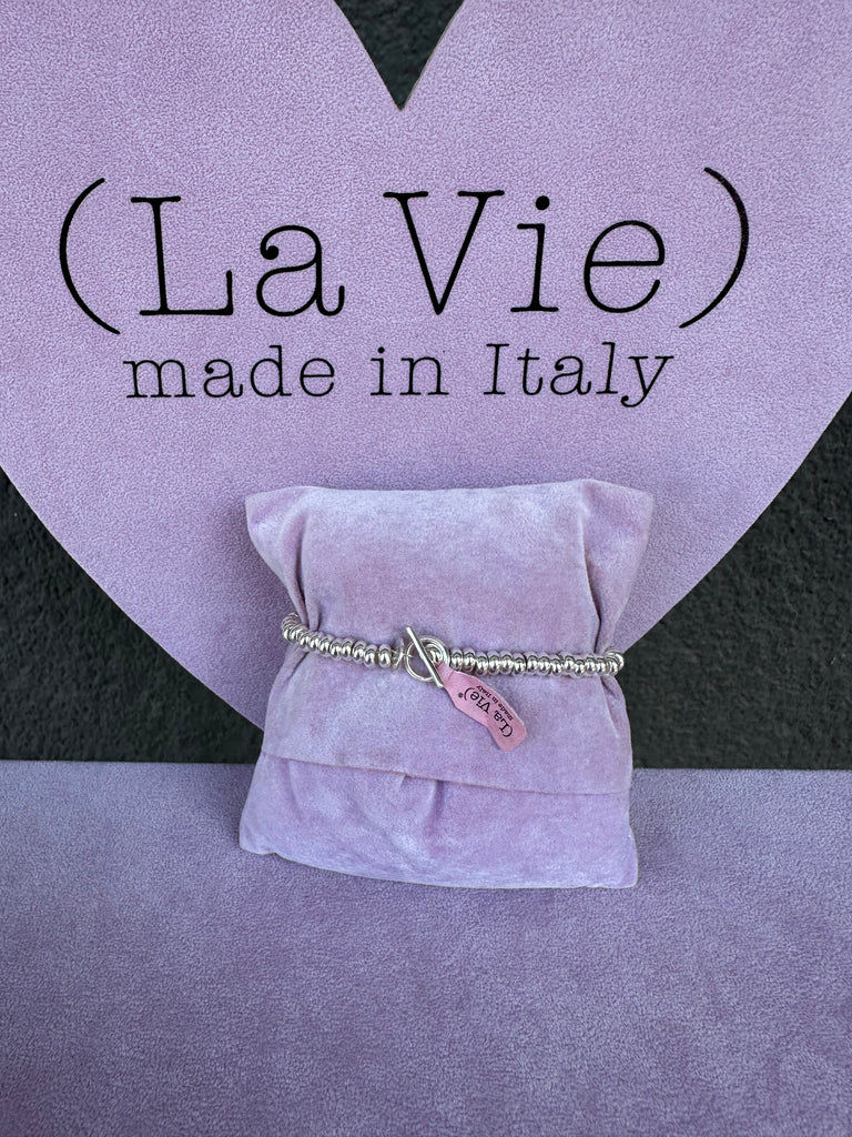 La Vie•Bracciale tbar rondelle casetta glitter champagne