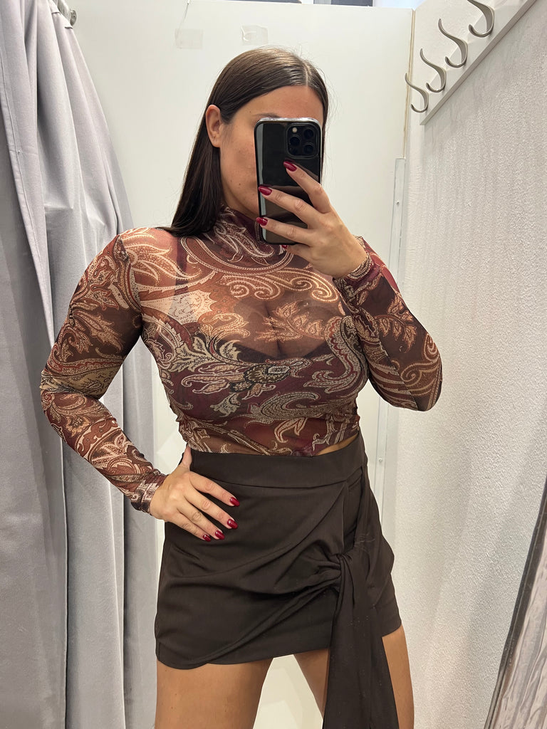 LUMINA•Gonna pantaloncino Cioccolato drappo
