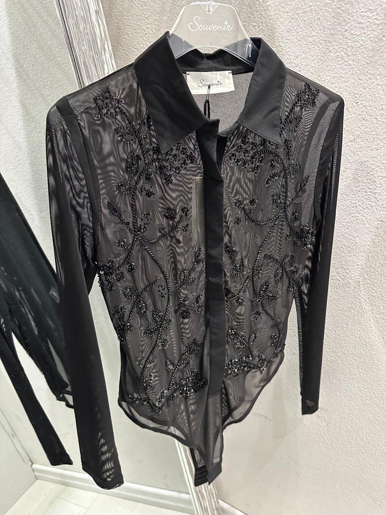 Souvenir•Camicia body cabochon nero