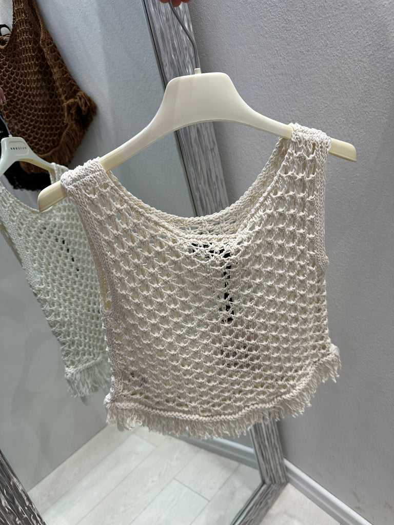 MSS💥HaveOne•Canotta top traforato crochet frange•Più colori