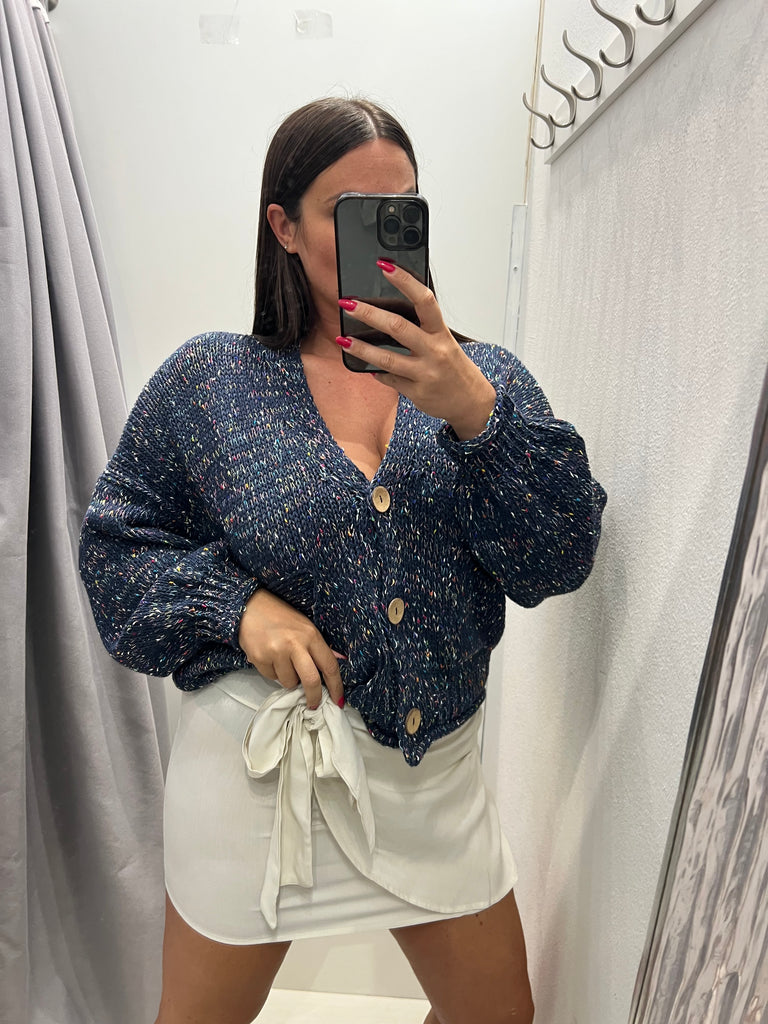 MSS💥HaveOne•Cardigan over tasche blu mélange