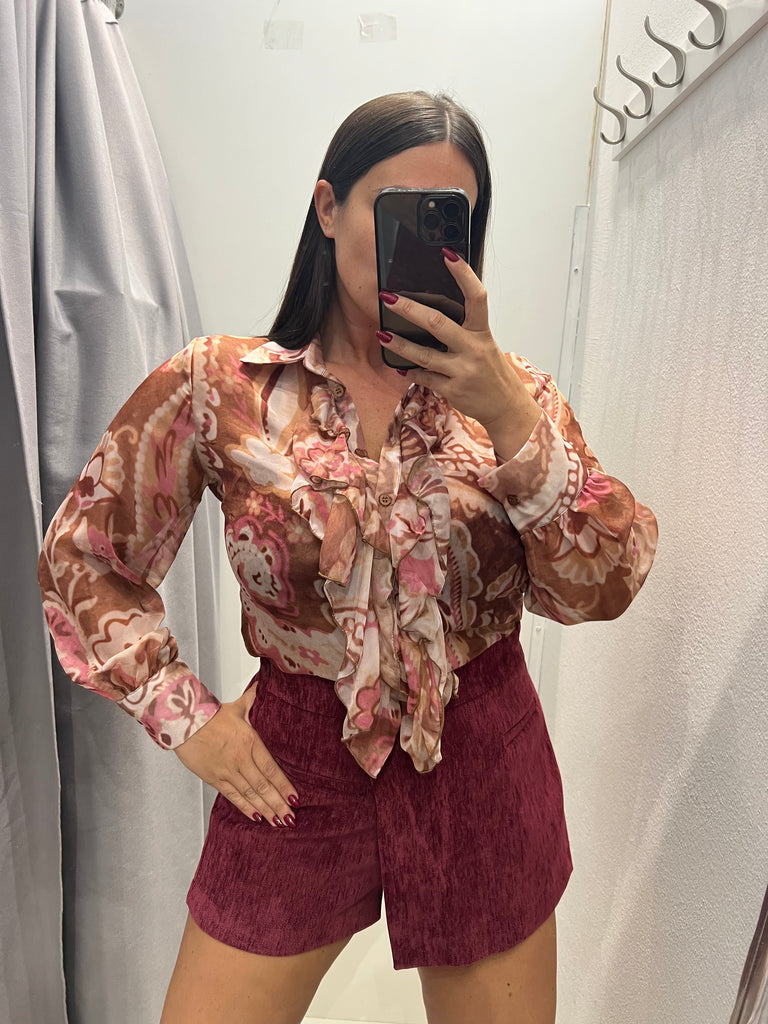 LUMINA•Gonna pantaloncino velluto•Bordeaux