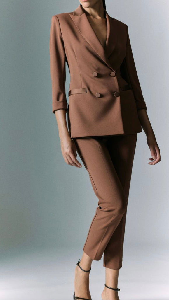 IMPERIAL•Pantalone con fascia in raso in vita•Castagna