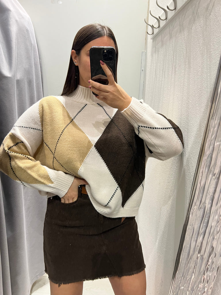 Philia Loft•Maglione lupetto ampio rombi•Più colori