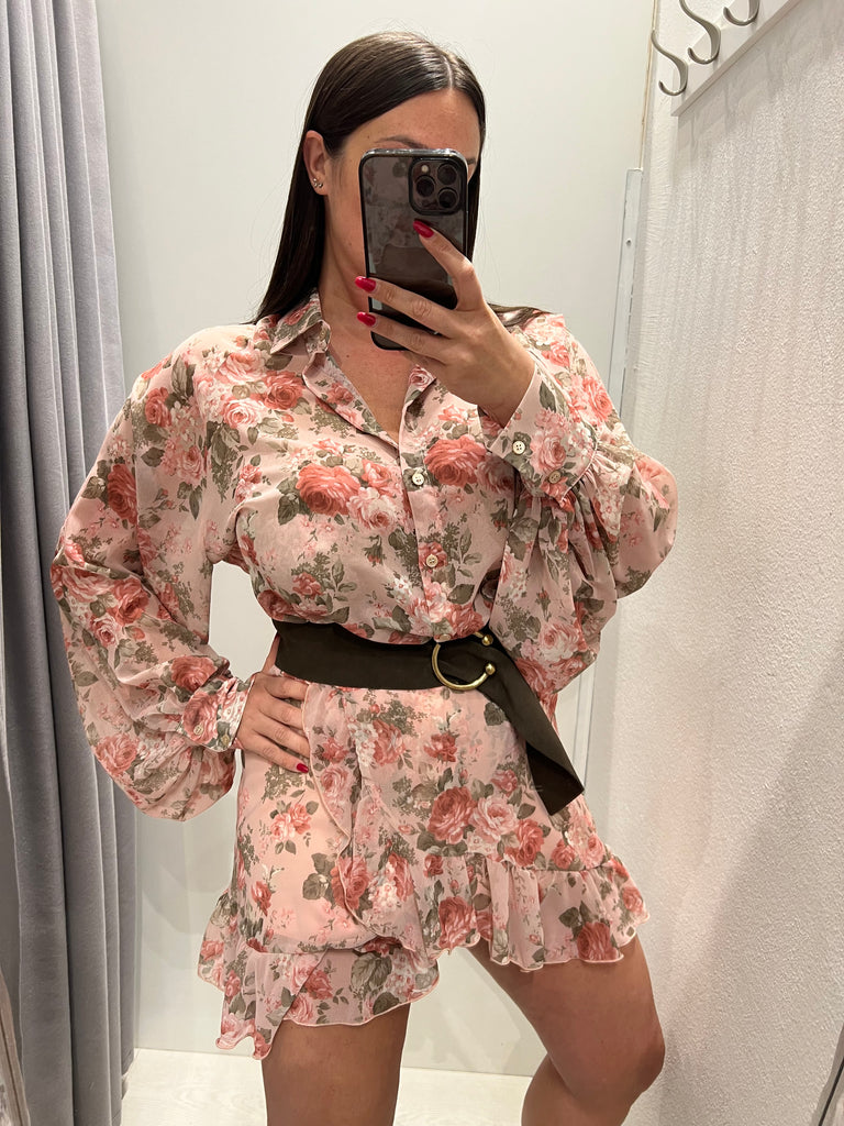 ViCOLO•Camicia floreale base rosa
