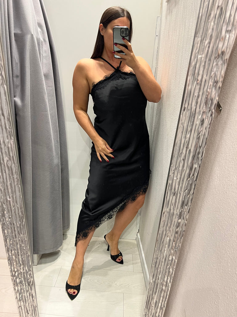 HaveOne•Abitino lingerie asimmetrico nero pizzo