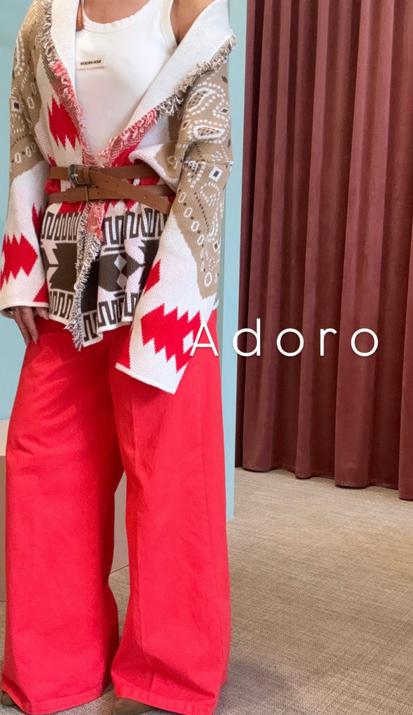 HaveOne•Cardigan rosso/cammello