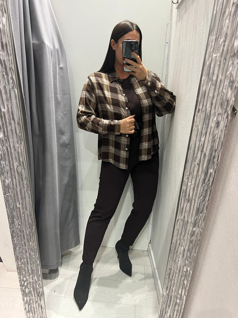 HaveOne•Camicia check beige/grigio/moro