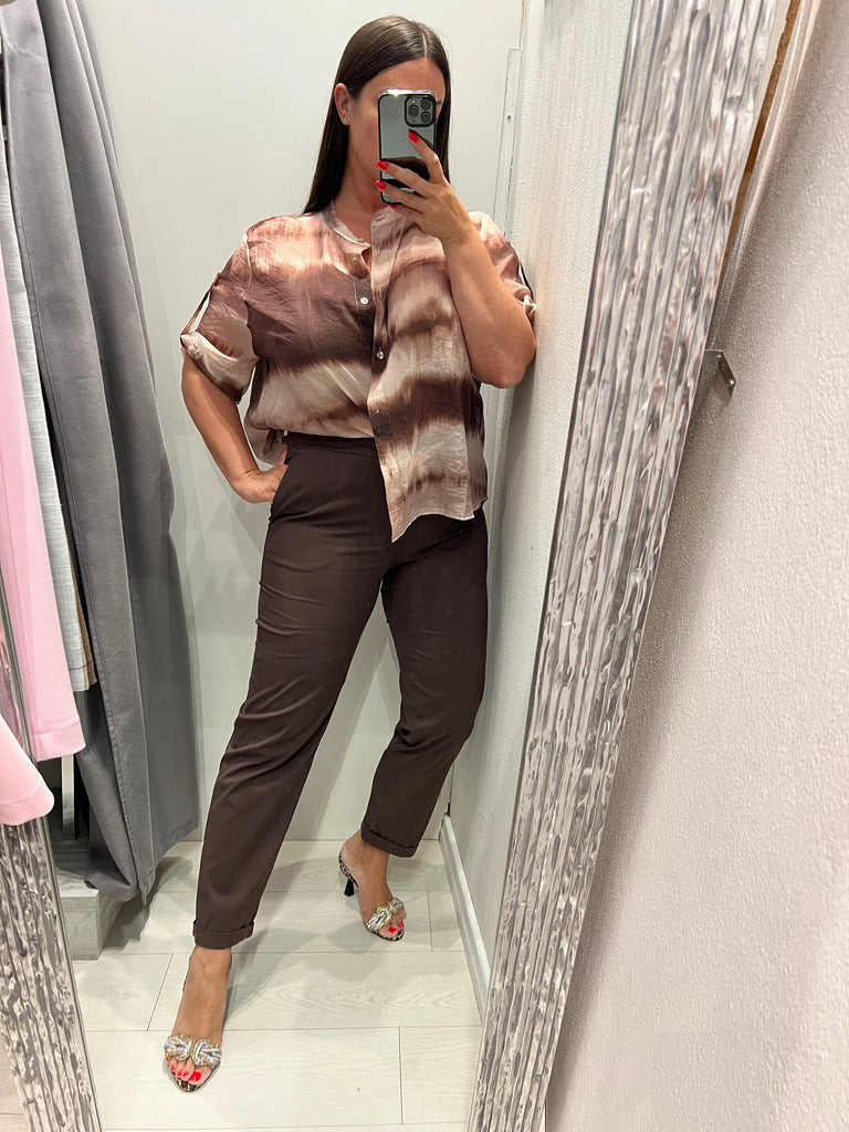 🚨HaveOne•Camicia coreana stampa sfumata moro/mogano