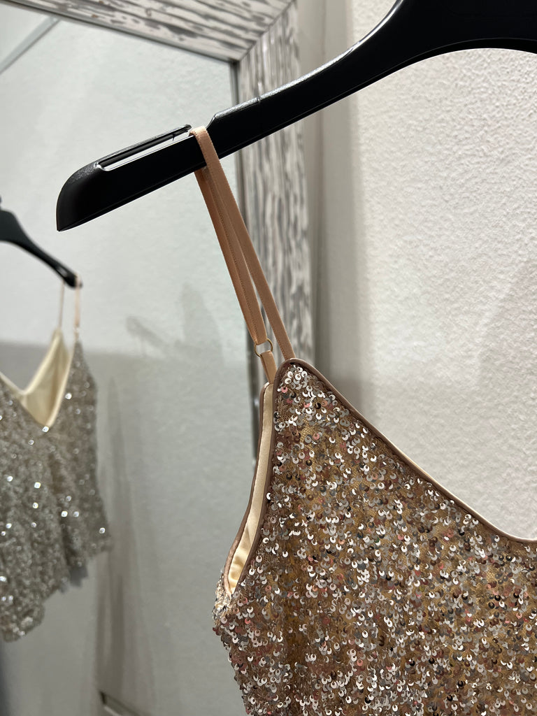 IMPERIAL•Canotta beige/argento paillettes