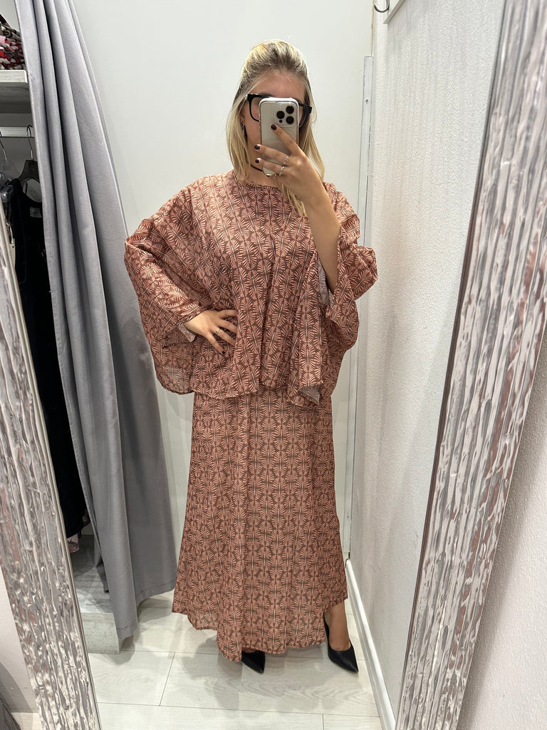 MSS💥HaveOne•Maglia stampa ventagli moka/blush
