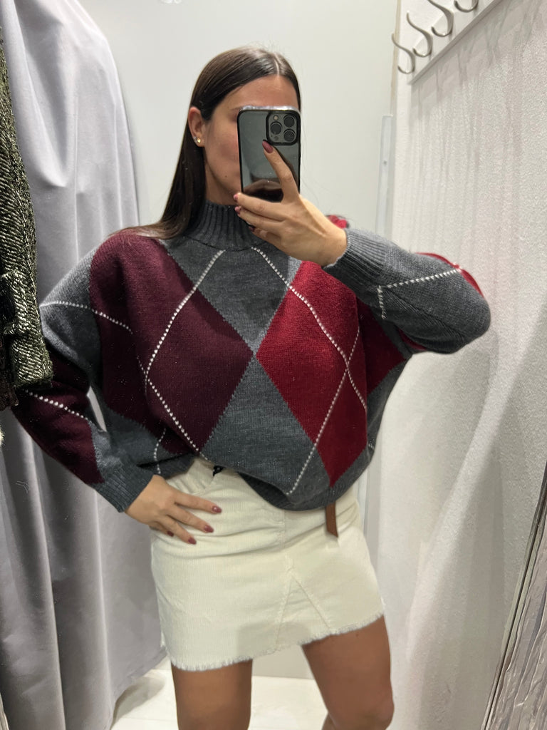 Philia Loft•Maglione lupetto ampio rombi•Più colori