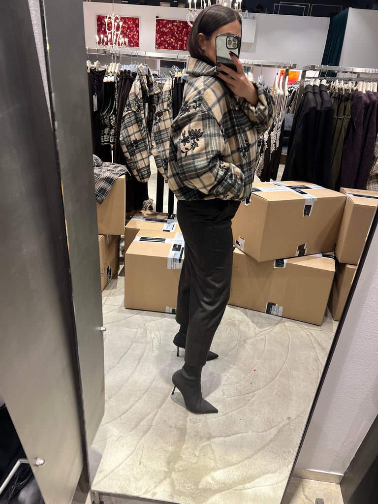 Philia Loft•Bomber check ricamo paillettes