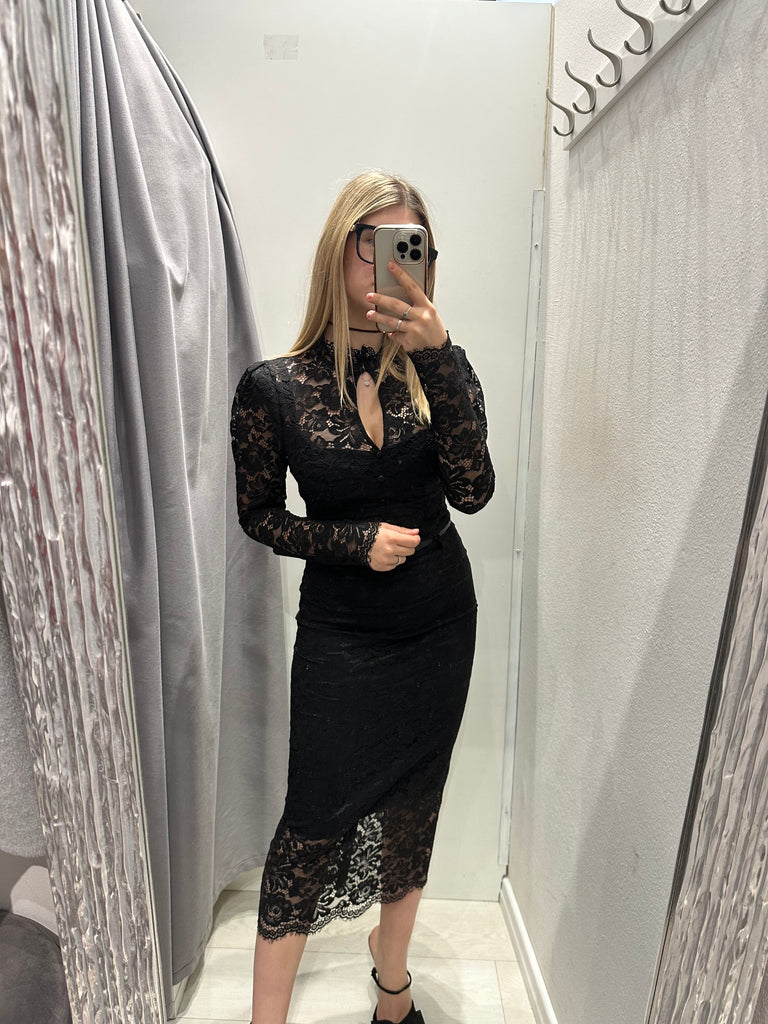 BLK30 IMPERIAL•Gonna longuette pizzo nero