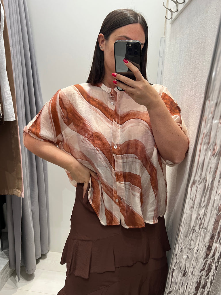 🚨HaveOne•Camicia coreana stampa onde ruggine