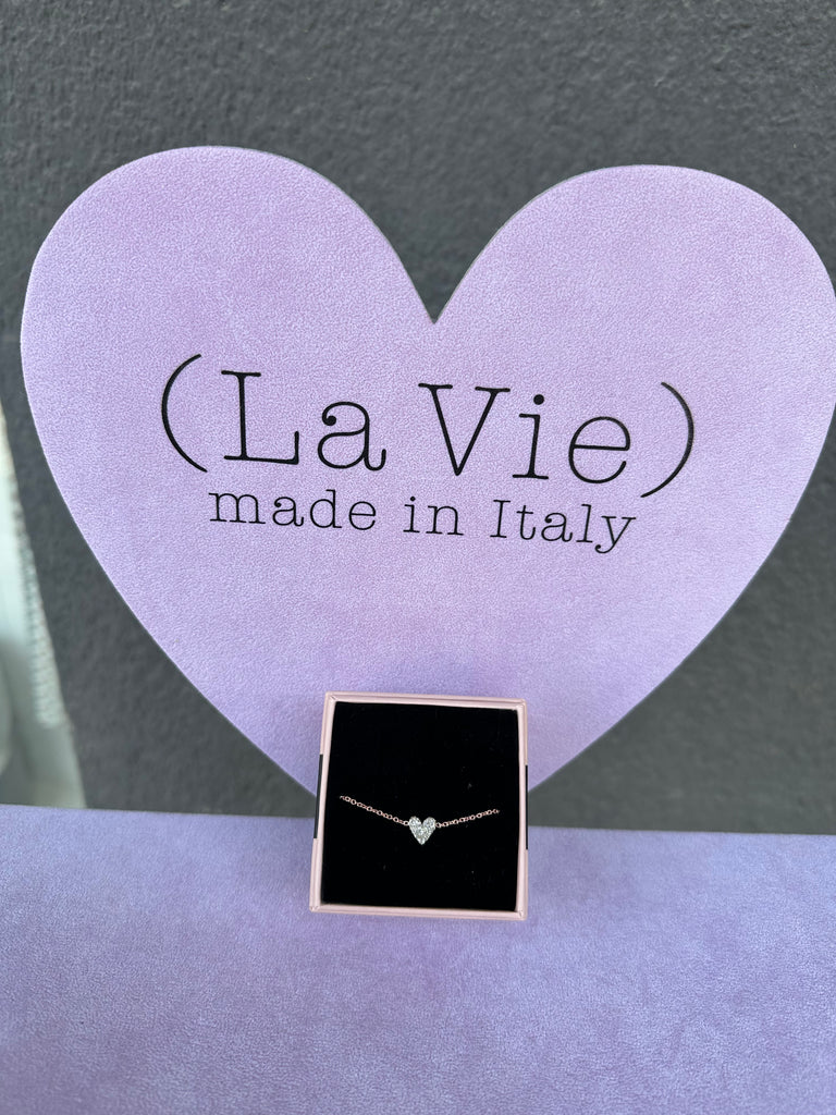 La Vie•Bracciale micro cuore glitter champagne