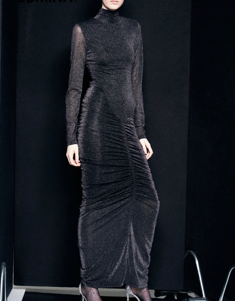 LUMINA•Abito drappeggiato lurex