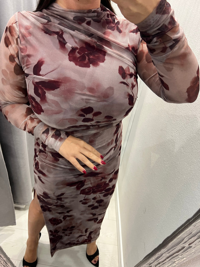 HaveOne•Maglia velata stampa bordeaux