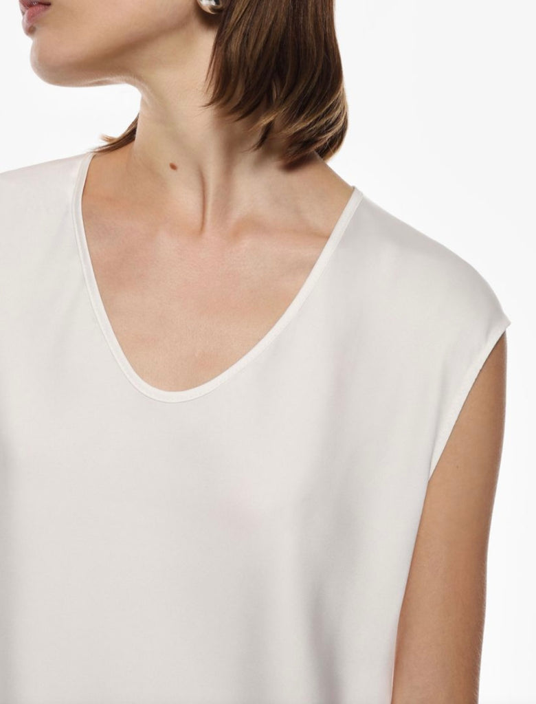 IMPERIAL•Maglia satin avorio scollo V