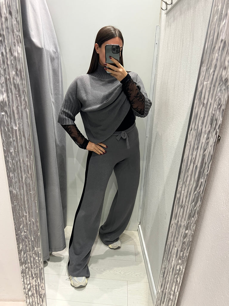 KONTATTO•Pantalone Softy in maglia banda nera•Più colori