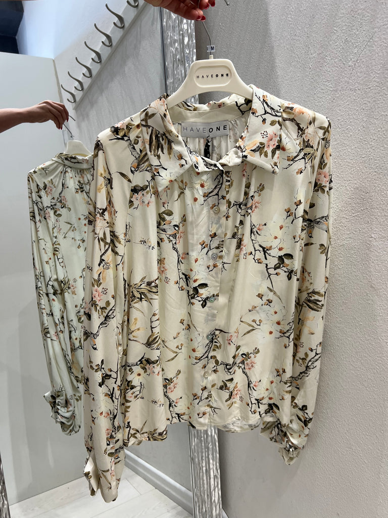 HaveOne•Camicia manica palloncino stampa Nature