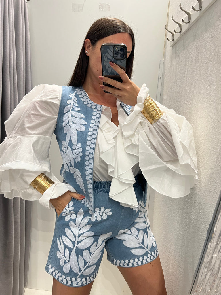 HaveOne•Camicia balze volant•Bianca