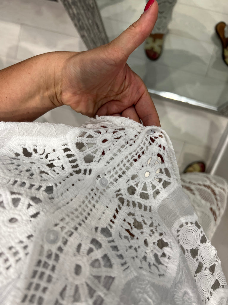 MSS💥HaveOne•Maglia cardigan crochet bianco
