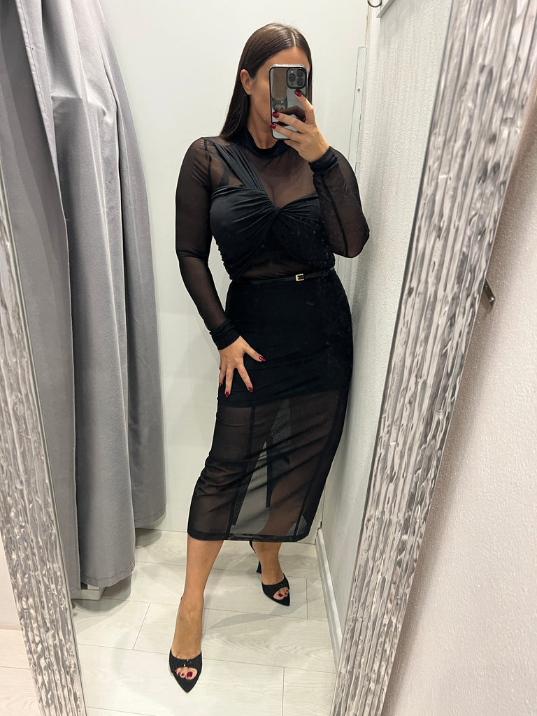 IMPERIAL•Maglia body in tulle con inserti tessuto