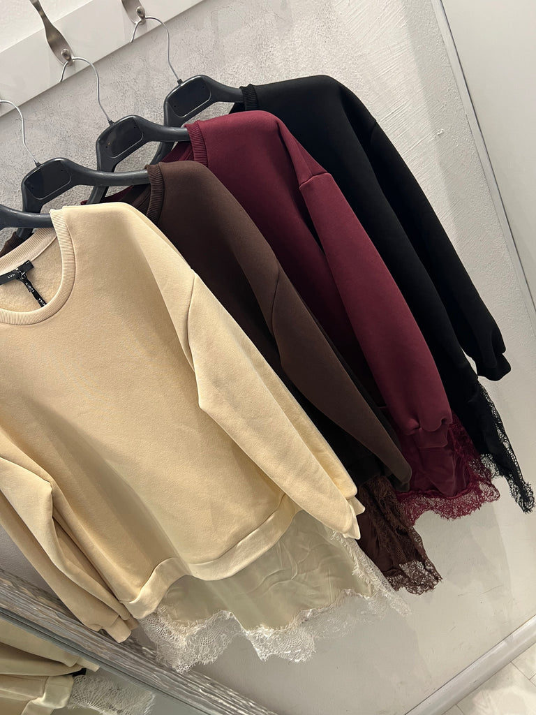 LUMINA•Abitino felpa e finale raso pizzo•Più colori