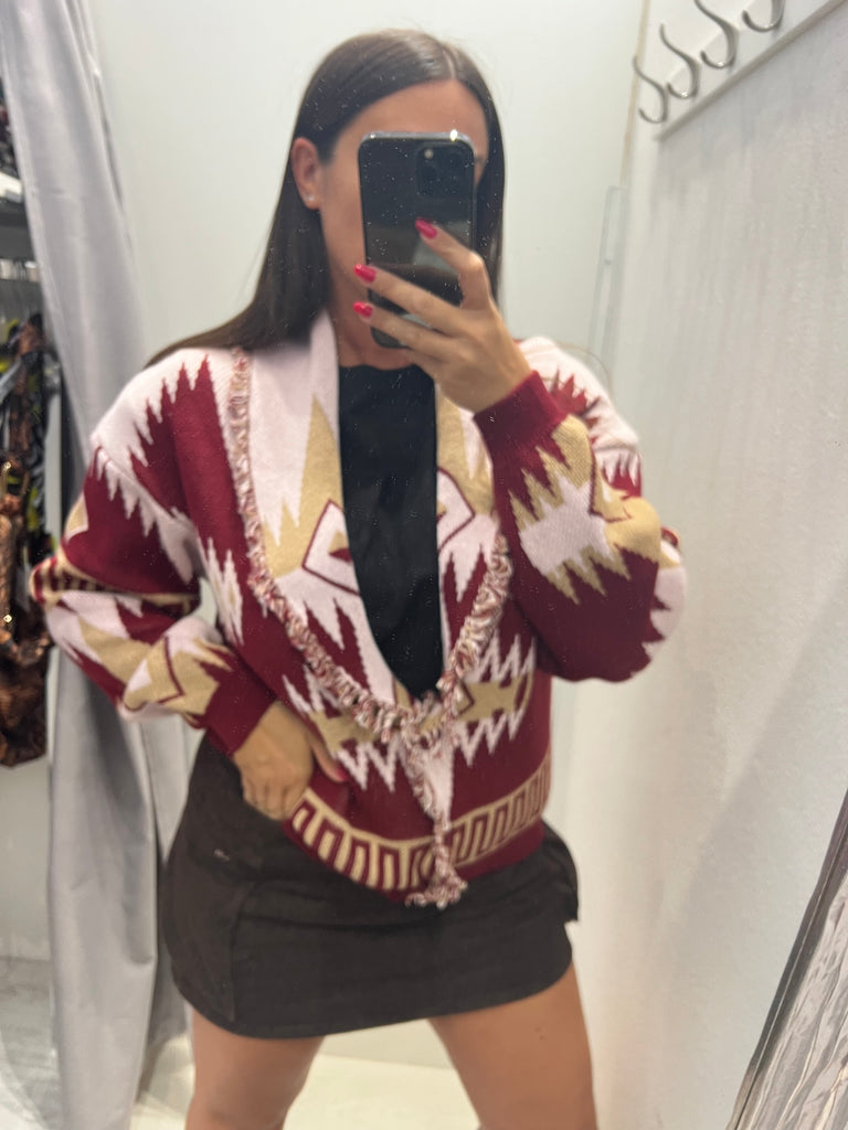 MSS💥HaveOne•Cardigan bordeaux/rosa