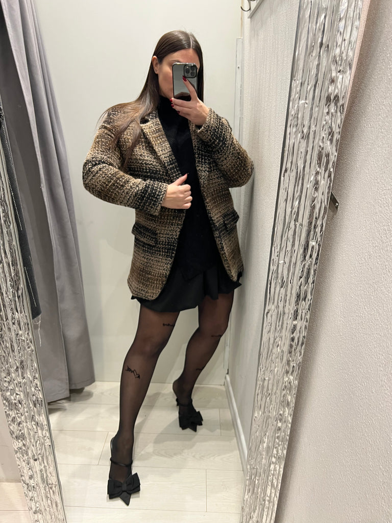 HaveOne•Giacca over effetto tweed