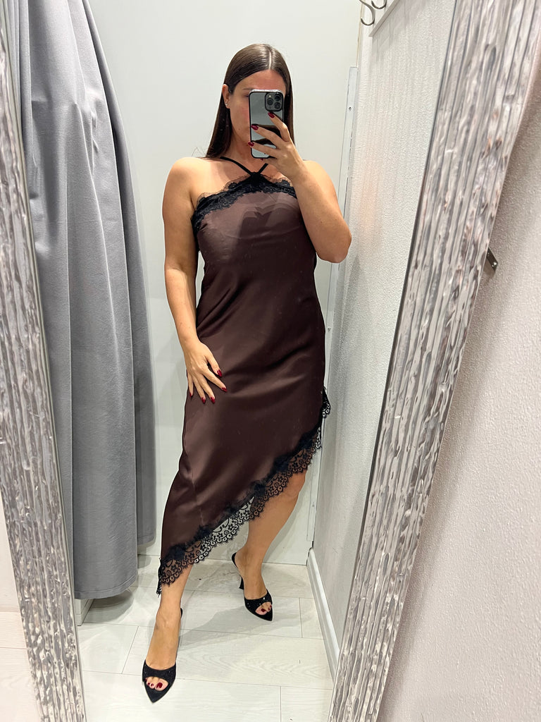 HaveOne•Abitino lingerie asimmetrico moro pizzo