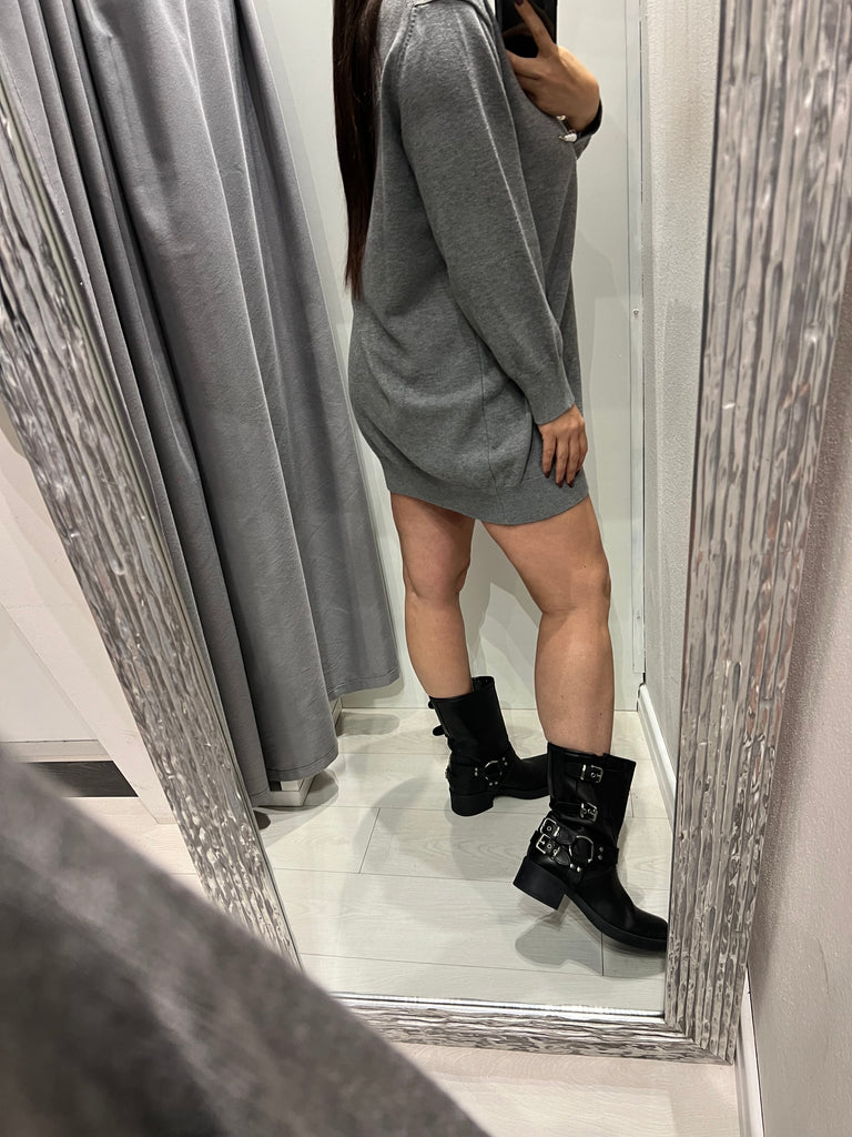 BLK30 ViCOLO•Cardigan abitino ad ovetto con spille perle Grigio