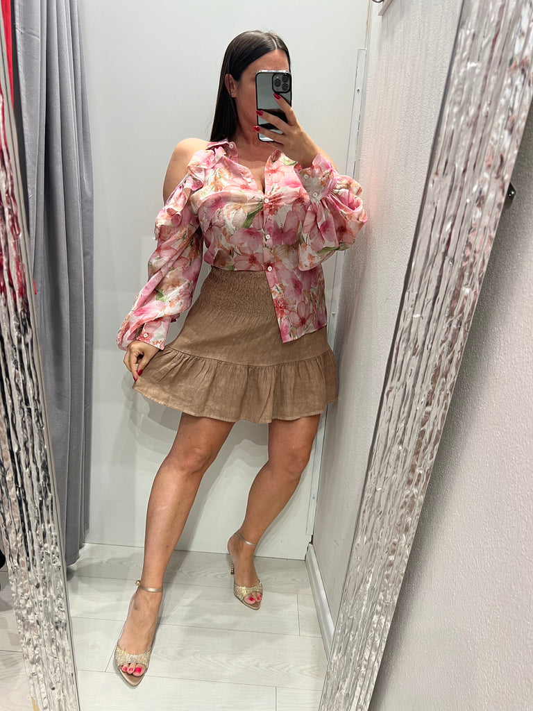 MSS💥ViCOLO•Camicia spalle scoperte floreale rosa