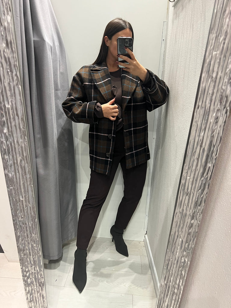 BLK30 IMPERIAL•Giacca cappottino check moro/ottanio/rosa