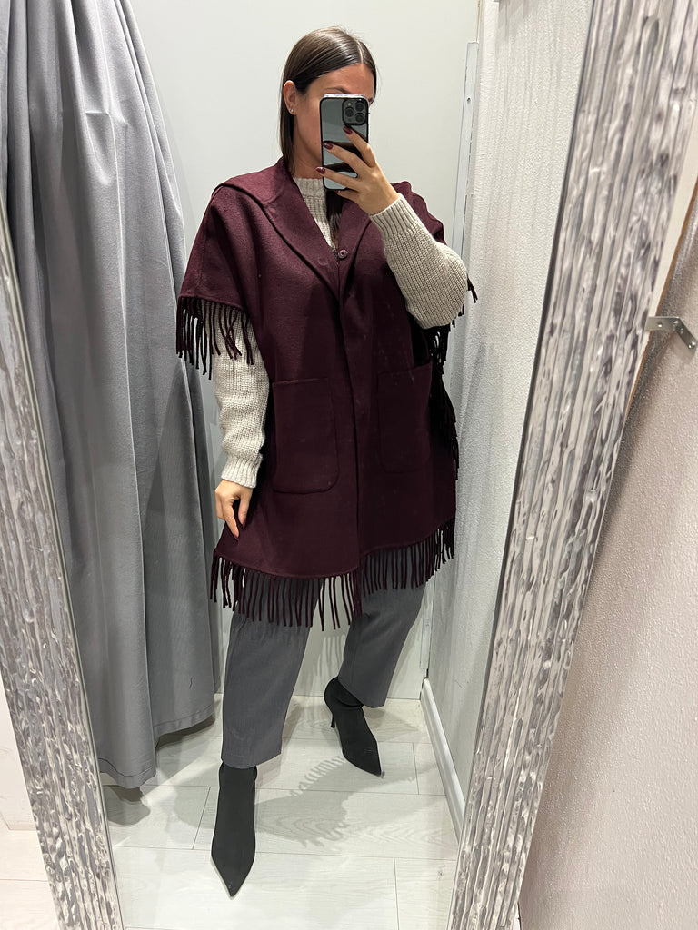 ViCOLO•Cappotto mantella Hand Made con frange•Più colori